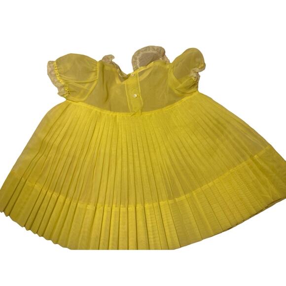 Vintage Infant Mary Jane Yellow Pleated Lace Dress, approx.9-12 months - Picture 5 of 9
